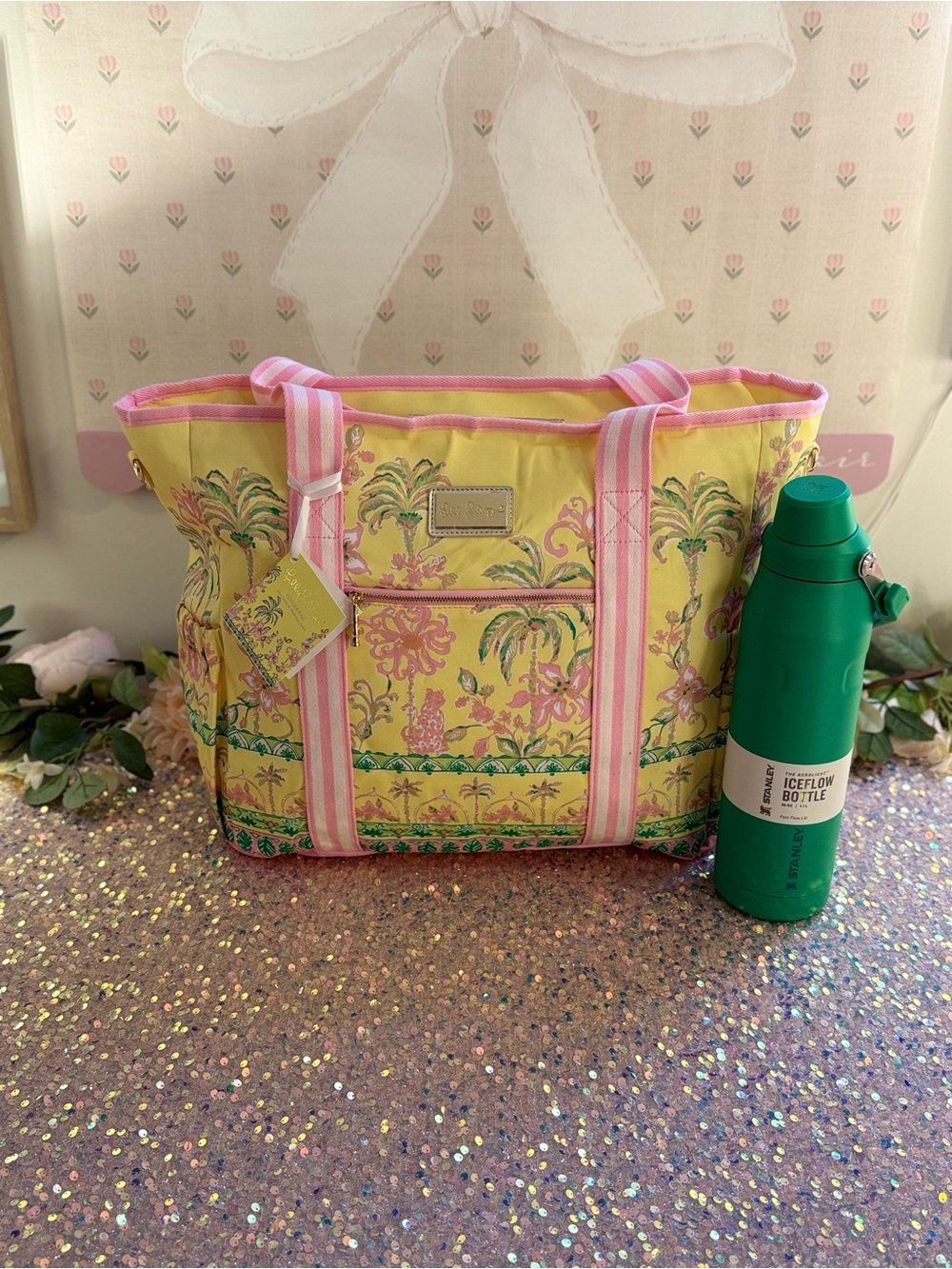 NWT Lilly Pulitzer Cooler Bag w/ Mesh Pouch + Stanley Aerolight Bottle